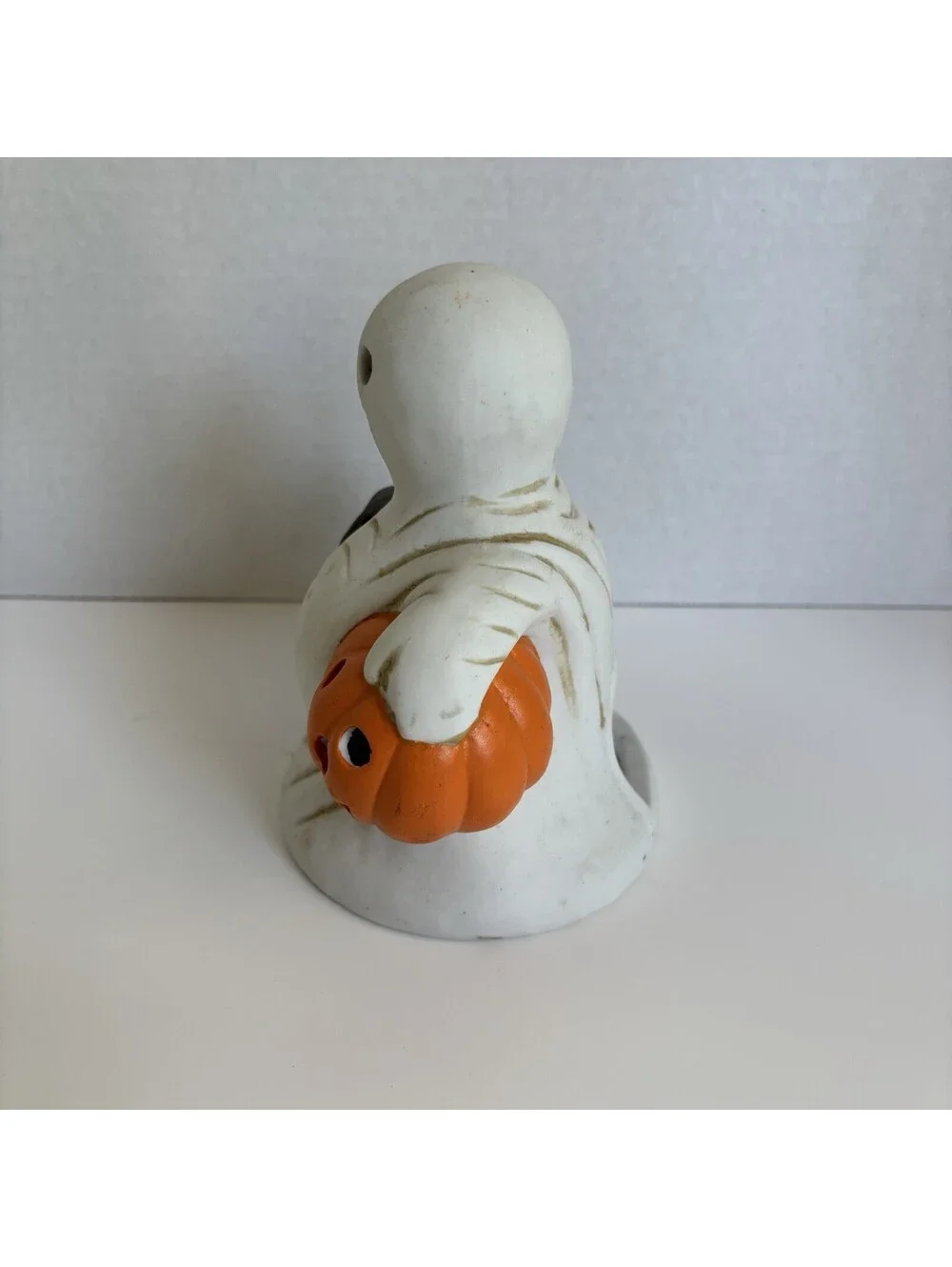 Vintage Ceramic Porcelain Bisque Halloween Ghost Lantern Tealight Candle Holder